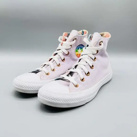 Converse Shoes Womens 8 Purple High Top Chuck Taylor Floral Pride Canvas